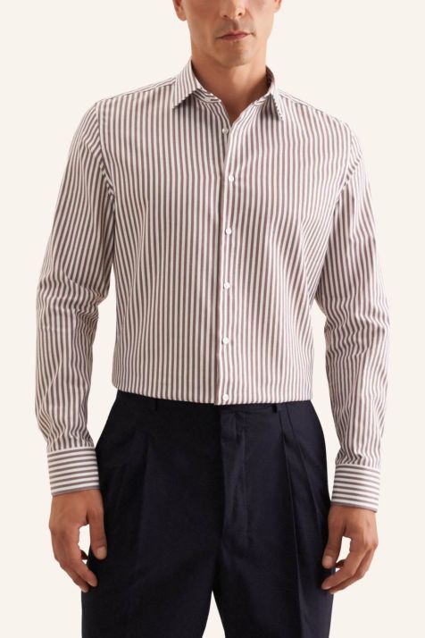 Camisa Hombre Seidensticker Regular No Plancha Rayas cuello Italiano Manga larga