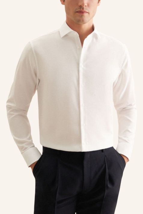 Camisa Hombre Seidensticker Regular No Plancha Estampada cuello Francés Manga larga