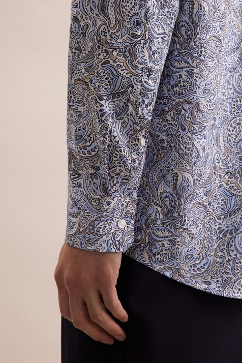 Men's Shirt Seidensticker Regular Not Iron Patterned collar Italian Long sleeve