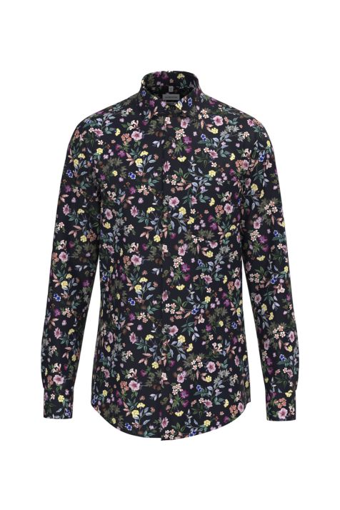Camisa Hombre Seidensticker Regular No Plancha Estampada cuello Italiano Manga larga