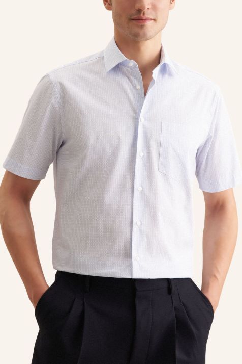 Men's Shirt Seidensticker Regular Not Iron Patterned collar Italian Short sleeve
