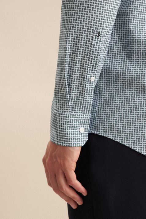 Camisa Hombre Seidensticker Regular No Plancha Estampada cuello Italiano Manga larga