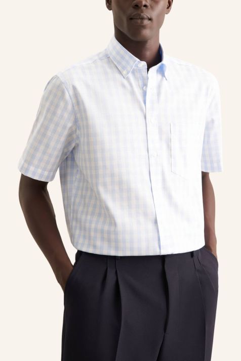 Camisa Hombre Seidensticker Regular No Plancha Cuadros cuello Abotonado Manga corta