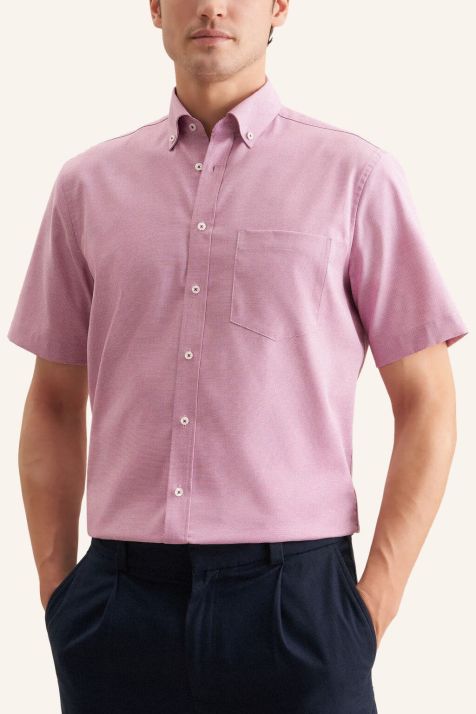 Men's Shirt Seidensticker Regular Not Iron collar Button down Short sleeve