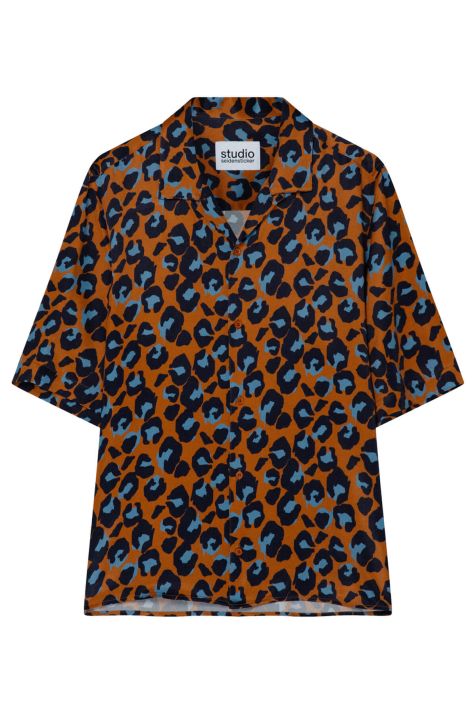 Men's Shirt Seidensticker Regular Not Iron Patterned collar Mandarin Short sleeve