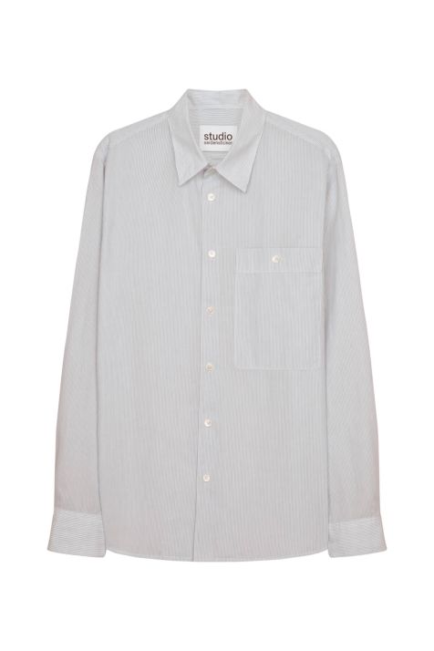 Camisa Hombre Seidensticker Regular No Plancha Rayas cuello Italiano Manga larga