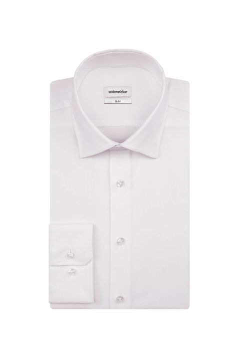 Camisa Hombre Seidensticker Slim No Plancha Lisa cuello Italiano Manga larga