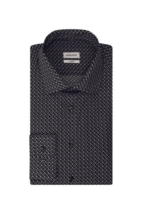 Men's Shirt Seidensticker Slim Not Iron Patterned collar Italian Long sleeve