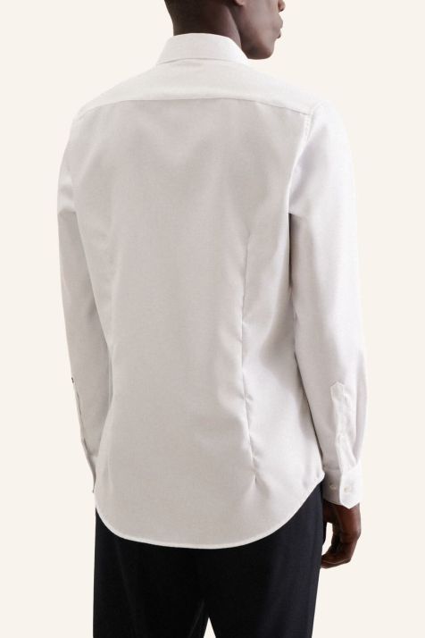 Men's Shirt Seidensticker Slim Not Iron Plain collar Italian Long sleeve