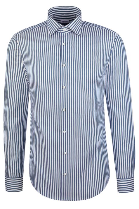 Camisa Hombre Seidensticker Slim No Plancha Rayas cuello Italiano Manga larga