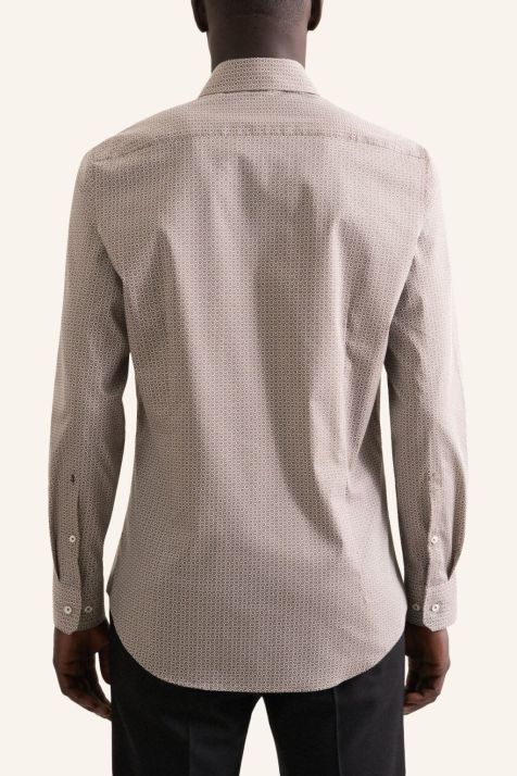 Men's Shirt Seidensticker Slim Not Iron Patterned collar Italian Long sleeve