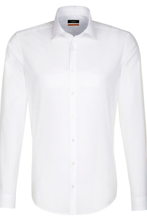 Camisa Hombre Seidensticker Slim No Plancha Lisa cuello Italiano Manga larga