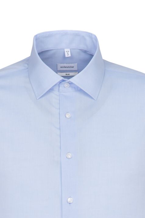 Men's Shirt Seidensticker Slim Not Iron Plain collar Italian Long sleeve
