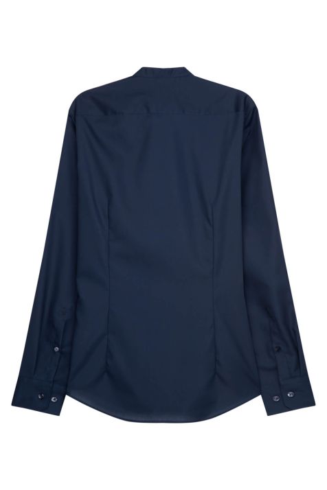 Men's Shirt Seidensticker Slim Not Iron Plain collar Mandarin Long sleeve