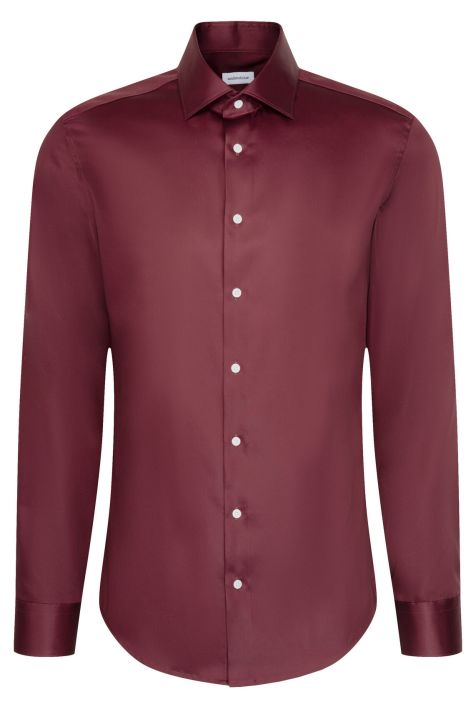 Men's Shirt Seidensticker Regular Not Iron Plain collar Italian Long sleeve