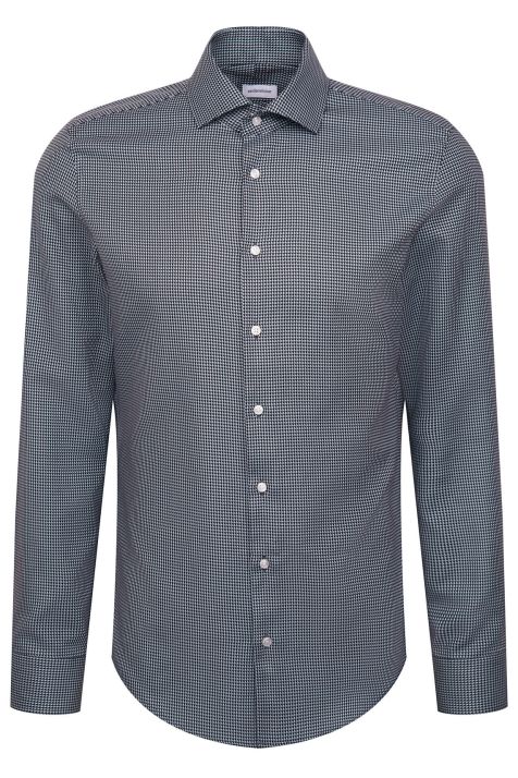 Men's Shirt Seidensticker Slim Not Iron Patterned collar Italian Long sleeve