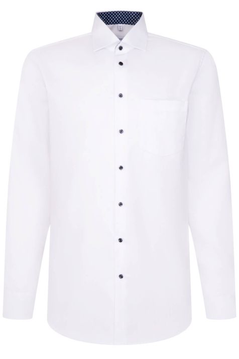 Camisa Hombre Seidensticker Regular No Plancha Lisa cuello Italiano Manga larga