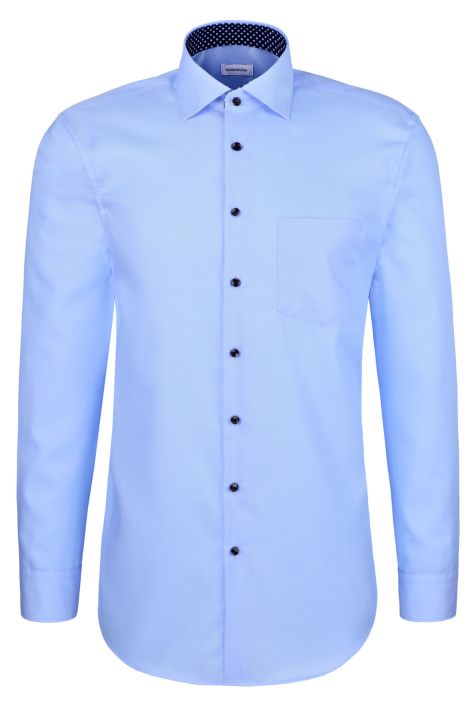 Camisa Hombre Seidensticker Regular No Plancha Lisa cuello Italiano Manga larga