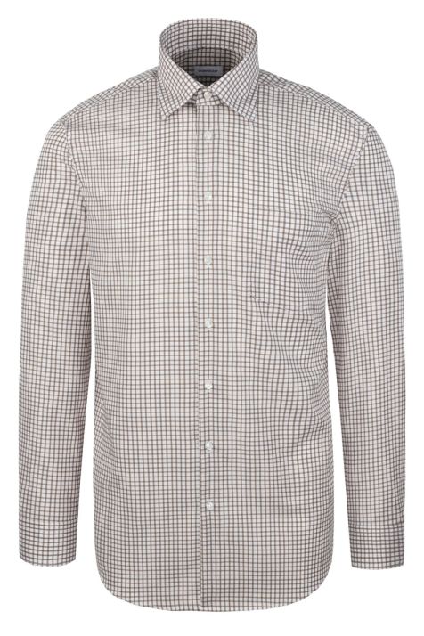 Camisa Hombre Seidensticker Regular No Plancha Cuadros cuello Italiano Manga larga