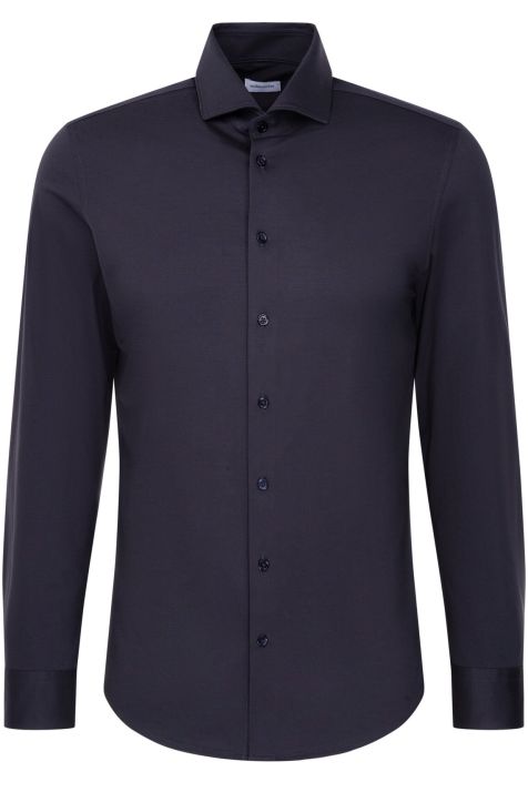Men's Shirt Seidensticker Slim Not Iron Plain collar Italian Long sleeve
