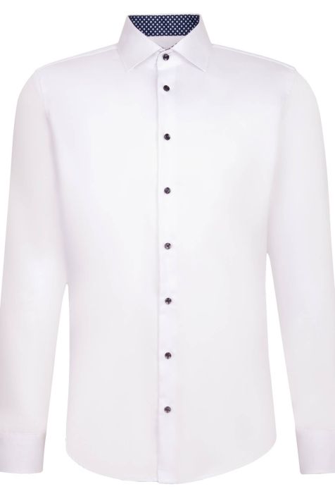 Camisa Hombre Seidensticker Slim No Plancha Lisa cuello Italiano Manga larga