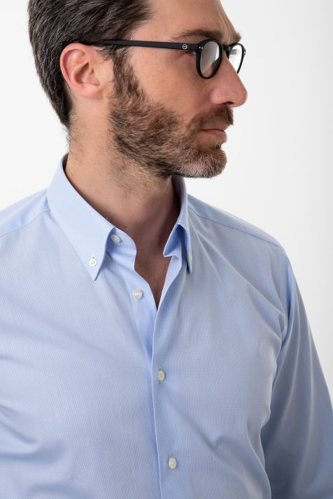 Hemd Herren Aplomb Regular Einfarbig 100% Baumwolle kragen Button-Down Lange Ärmel