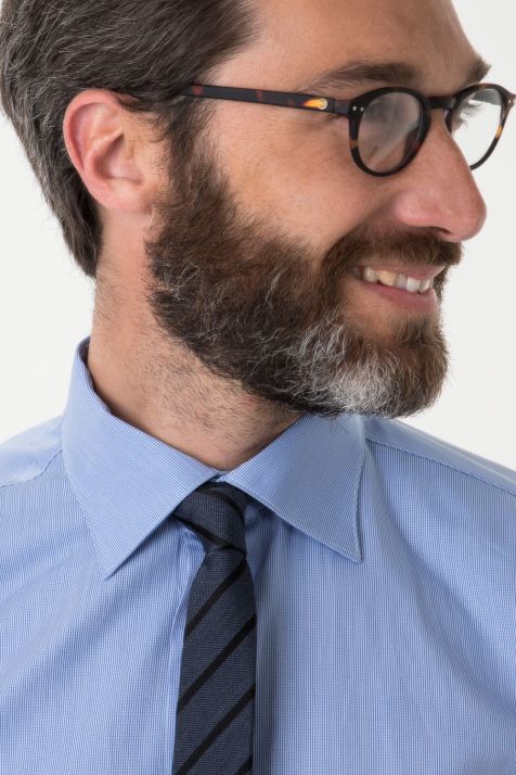 Camisa Hombre Aplomb Classic Cuadros 100% algodón cuello Italiano Manga larga