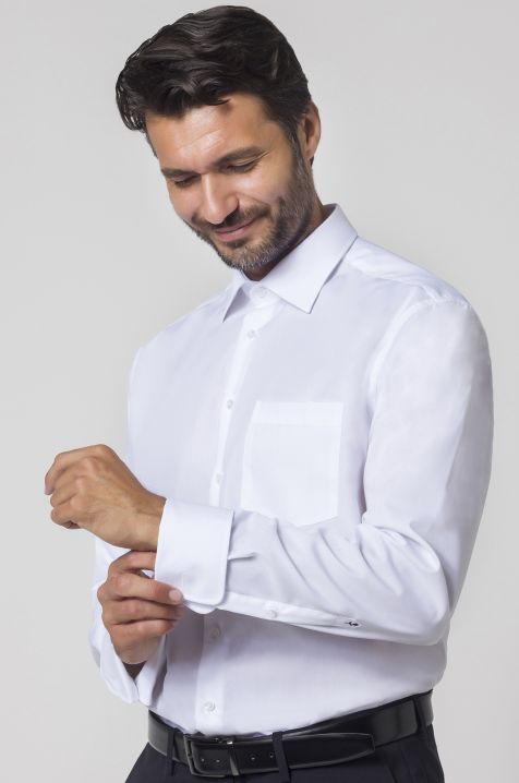 Hemd Herren Seidensticker Classic Bügelfreie Einfarbig 100% Baumwolle kragen Italienisch Lange Ärmel