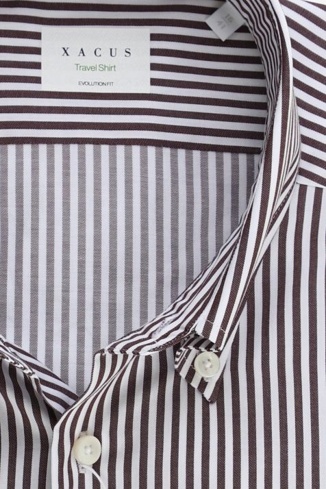 Men's Shirt Xacus Classic Not Iron Stripe 100% cotton collar Button down Long sleeve