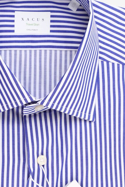 Camisa Hombre Xacus Classic No Plancha Rayas 100% algodón cuello Francés Manga larga