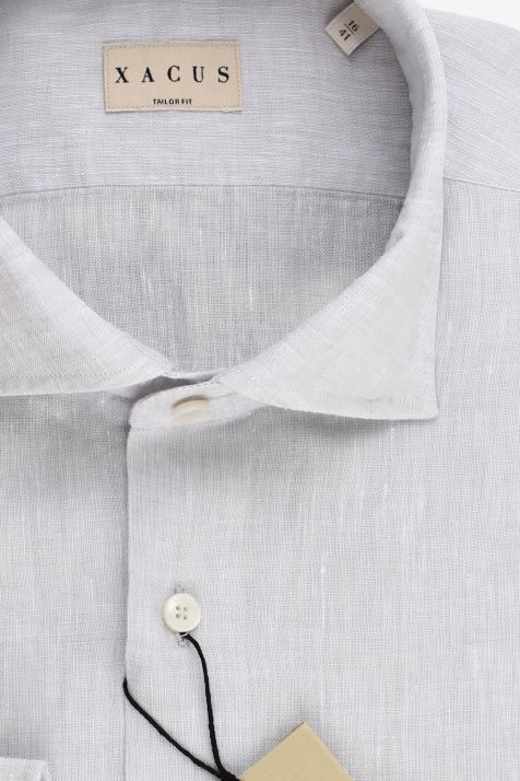 Men's Shirt Xacus Regular Plain 100% linen collar French Long sleeve