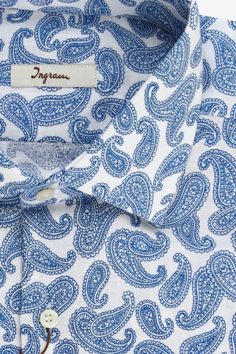 Camisa Hombre Ingram Regular Estampada 55% lino, 45% algodón cuello Francés Manga larga