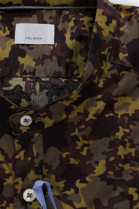 Hemd Herren Caliban Slim Muster 97% Baumwolle 3% elastan kragen Mandarinkragen Lange Ärmel