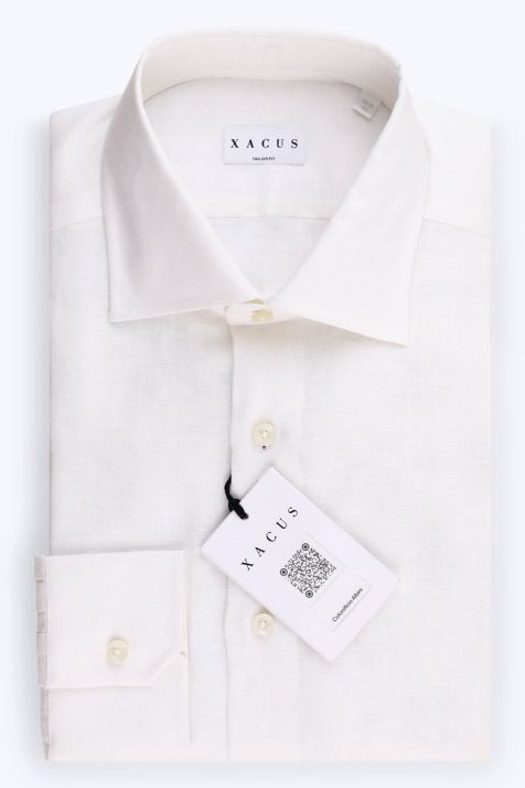 Men's Shirt Xacus Regular Plain 100% linen collar French Long sleeve