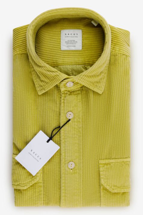 Camisa Hombre Xacus Regular Lisa 100% algodón cuello Italiano Manga larga