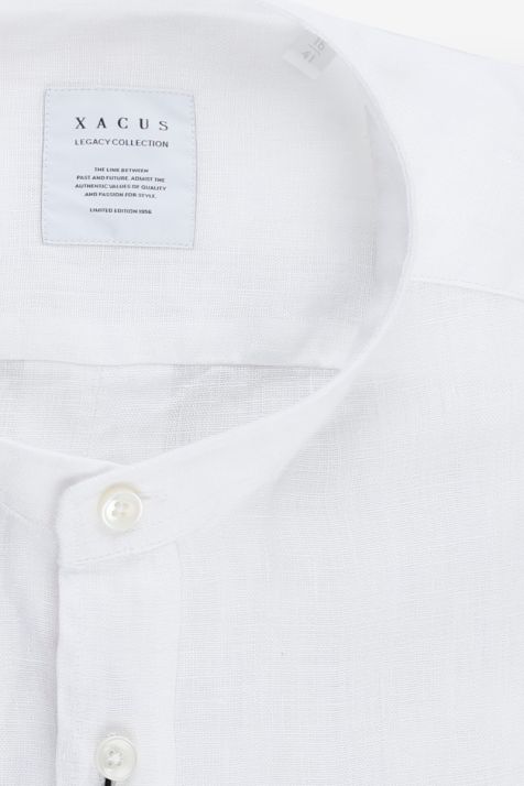Men's Shirt Xacus Regular Plain 100% linen collar Mandarin Long sleeve