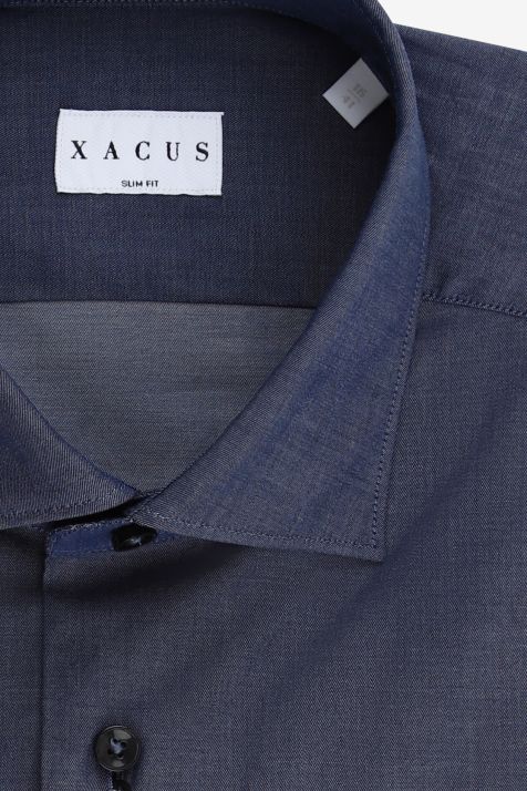Chemise Homme Xacus Slim Uni 97% coton 3% elastan col Italien Manche longue