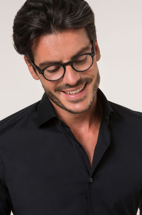 Chemise Homme Xacus Slim Uni 96% coton 4% elastan col Italien Manche longue