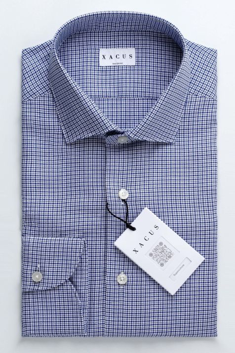 Men's Shirt Xacus Regular Semi-plain 100% cotton collar French Long sleeve
