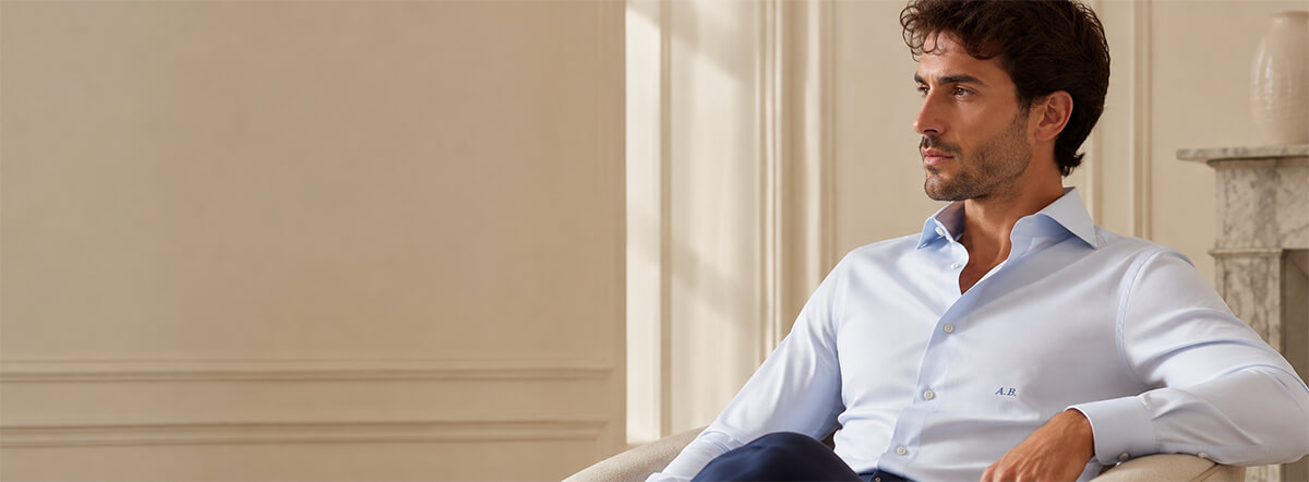 Embroidered initials on the cuff of a men's shirt
