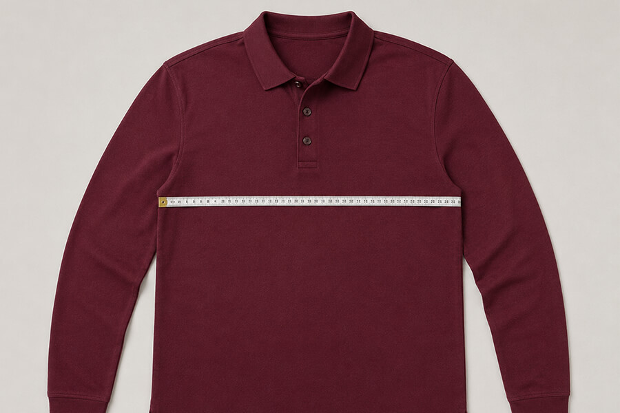 So messen Sie die Brustweite eines Herren-Poloshirts